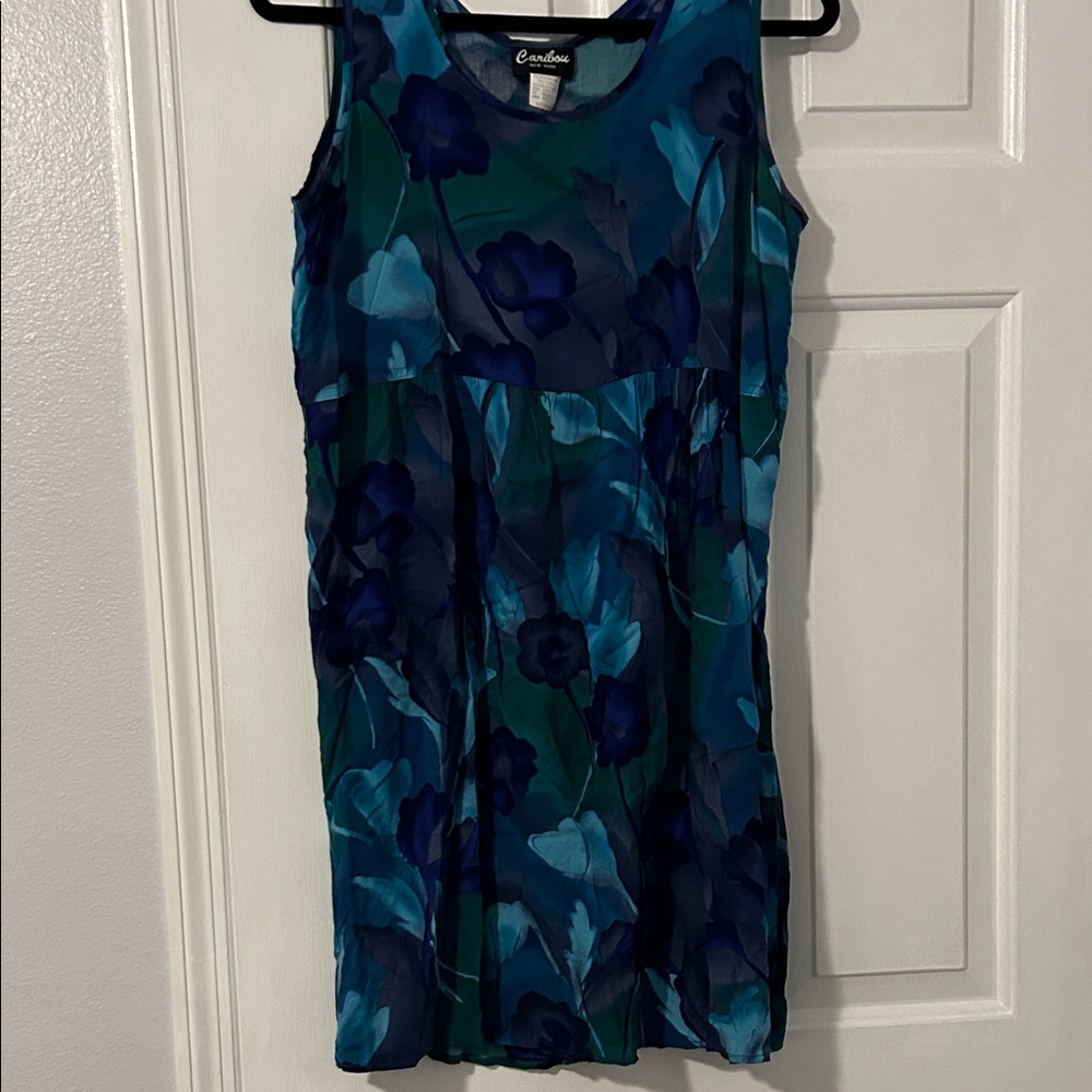 Caribou New York Blue Patterned Mini Sun Dress